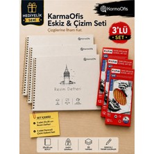 Fatih Eskiz ve Çizim Seti 25X35 cm 110 gr Resim Defteri & 12'li Dereceli Teknik Çizim Kalemi (3 Set)