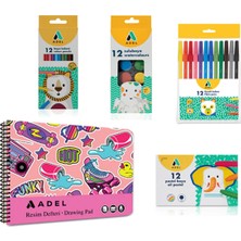 Adel 5’li Set,resim Defteri 25X35,KURU Boya,keçeli Kalem,pastel Boya,suluboya(Karma Renk Gönderilir)