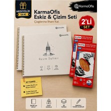 Fatih Eskiz ve Çizim Seti 25X35 cm 110 gr Resim Defteri & 12'li Dereceli Teknik Çizim Kalemi (2 Set)