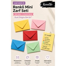 KarmaOfis Renkli Mini Zarf Seti 7x9 cm – 5 Renk Hobi, Davetiye, Hediye ve Not Zarfı | 100 Adet