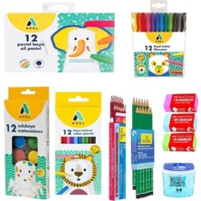 Adel 10 Parça Kırtasiye Seti 12 Li Pastel+Sulu+Kuru Boya+Keçeli Kalem