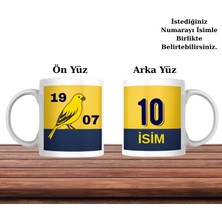 Elfi Kişiye Özel Isim Ve Numara Tasarımlı Kupa-Sarı Lacivert Temalı