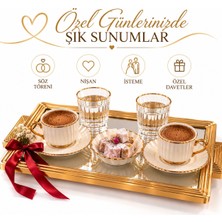 Aşkana Gold Aynalı Dekoratif Sunum Tepsisi 35,5 cm – Gerçek Kesme Ayna, Söz Nişan Isteme Damat Kahvesi, Söz Yüzüğü, Takı, Parfüm ve Ikram Tepsisi