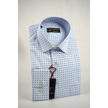 Elit Park Blue Point Pattern Pamuklu Cepli Klasik Fit Premium Erkek Gömlek