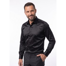 Elit Park Heritage Düz Renk Uzun Kollu Pamuklu Cepli Regular Fit Premium Saten Erkek Gömlek