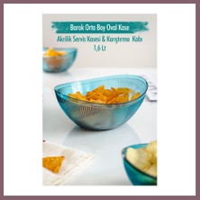 Bezos Akrilik Barok Aquamarin Orta Boy Oval Meyve & Salata Kasesi & Karıştırma Kabı / 1,6 Lt (Cam Değildir) Bzss