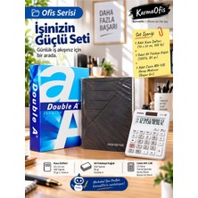 KarmaOfis Ofis Seti | Kasa Defteri 368 Yaprak + A4 500 Yaprak Fotokopi Kağıdı + Beyaz MX-12B 12 Hane Hesap Makinesi