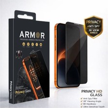 Sezy Premium Armor Series iPhone 15 Pro İçin Uyumlu Hayalet Guard Özellikli Privacy Temperli Cam Ekran Koruyucu 28 Derece