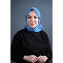 Zera Eşarp Mavi Düz Pamuklu Eşarp - 2127