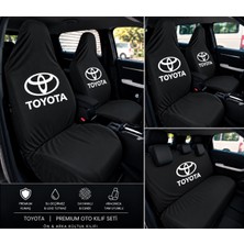 Toyota Siyah Oto Penye Likralı Servis Kılıfı Ön Arka Kılıf 4 Parça(Arka 2 Parca Logolu) Esnek Likralı Her Araca Uygun Yıkanabilir Kılıf