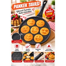Emoji Desenli 7 Bölmeli Granit Pankek Tavası – Yapışmaz Yüzeyli, Ergonomik Saplı
