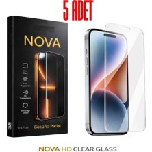 Sezy 5 Adet Nova HD Series iPhone 13 Pro İçin Uyumlu Temperli Cam Ekran Koruyucu