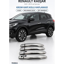 Trobus Renault Kadjar 2015 ve Sonrası Uyumlu Krom Kapı Kolu Kaplaması 4 Kapı Paslanmaz Çelik Çift Sensörlü