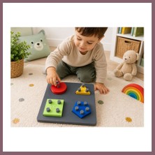 Bezos 3D Baskı Montessori Şekil Eşleştirme Oyunu - Eğitici Ince Motor Beceri Seti Bzss