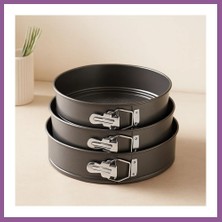 Bezos 3'lü Yuvarlak Metal Kelepçeli Kek Kalıp Seti 24-26-28 cm Rengaren