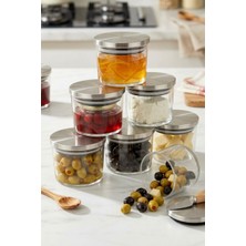 Öz-Home 6'lı Vakumlu Metal Kapaklı Cam Kahvaltılık/sosluk Saklama Kabı 240 ml