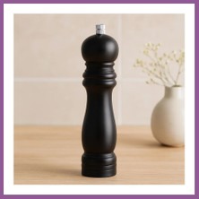 Bezos Siyah Ahşap Tuz ve Baharat Öğütücü - Büyük (Ø4.5 cm x 19.5 Cm) Rengaren