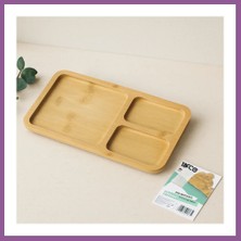 Bezos 3 Bölmeli Dikdörtgen Bambu Servis Tepsisi 24.8X13.8X1.4 cm Rengaren