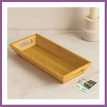 Bezos Bambu Sunum Tepsisi 16X35X4.5 cm (Çift Kulplu) Rengaren