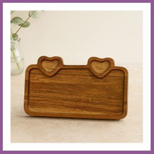 Bezos Akasya Ahşap Servis Tepsisi 25X14 cm (Kulplu, Kalp Bölmeli) Rengaren