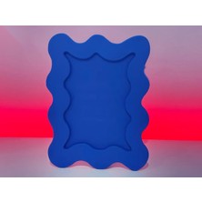Bezos 3D Baskı Dalgalı Fotoğraf Çerçevesi Wiggle Tasarım Masaüstü Çerçeve 10X15 cm Fotoğraf Çerçevesi Mavi