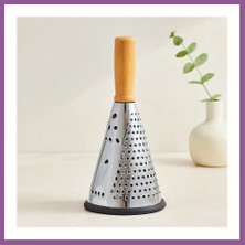 Bezos 8" Ahşap & Bambu Saplı Çelik Rende (Silikon Taban, 3 Bölümlü) Rengaren