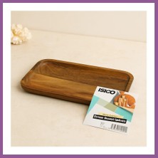 Bezos Akasya Ahşap Dikdörtgen Servis Tepsisi 25X14X1.4 cm Rengaren