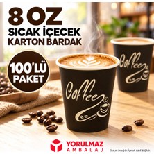 Yorulmaz Ambalaj 8 Oz Karton Bardak 100 Adet | Sıcak Içecek Uyumlu Tek Kullanımlık Kağıt Bardak