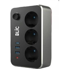 Toptan Budur Çoklayıcı 3'lü Priz, 2 Usb, 1 Type-C, 2 Metre Kablo, Anahtarlı, Termal Akım Korumalı