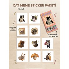 LUXMON Cat Meme Sticker Paketi – 10 Adet Özel Kesimli Komik Kedi Çıkartma Seti