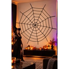 Dodomar Siyah Örümcek Ağı 250x250 cm Halloween Cadılar Bayramı Büyük Boy Duvar ve Pencere Parti Süsü