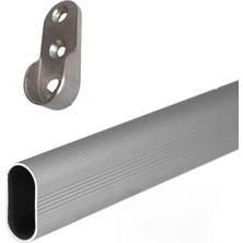 Toptan Budur Askı, Oval Alüminyum 45 cm Dolap Içi Borusu 2 Adet Flanş Vidaları PMDR0305 Dolap Içi Düzenley