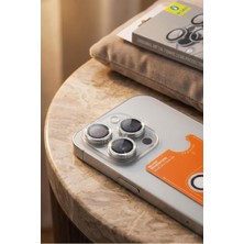 Str Store iPhone 16/16 Plus / 16 Pro / 16 Pro Max Uyumlu Metal Frame Aplikatörlü Kamera Lens Camı Koruyucu (Gümüş Taşlı, iPhone 16 Pro / 16 Pro Max)