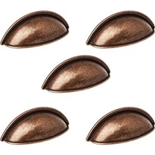 Toptan Budur Dolap, Çanak Kulp 5 Adet 64 mm Antik Bakır Metal Mobilya Çekmece Kapak Kulpu Modern Mutfak Kulpla