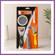 Bezos 5 Parça Boyacı Seti (Spatula, Kestirme Fırça, Yedek Rulo, Bant, 10 cm Fırça) Rengaren