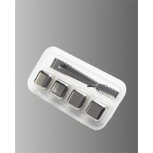 Metal Buz Küpü Seti ve Buz Klipsi 4 Adet Içecek Soğutma