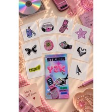 LUXMON Retro Y2K Estetik Sticker Paketi – 10 Adet Telefon - Defter - Laptop Çıkartma