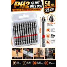 Trendhane Ph2 Yıldız Bits Uç Seti 50 mm 25 Adet S2 Çelik Kaymayı Azaltan Uç Yapılı Kutulu Vidalama Ucu