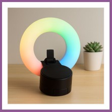 Bezos Bluetooth Mini Hoparlör USB Şarjlı LED Işıklı Telefon Tutucu Rengaren