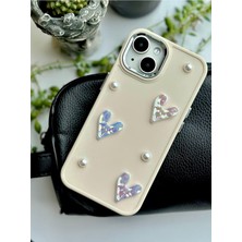 Str Store Iphone 13-14 ve 15 Uyumlu 3D Taş Kalp Oyuncak Tasarımlı Esnek Silikon Kılıf - Kremtaşkalp