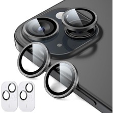 Str Store iPhone 15/15 Plus ile Uyumlu Kamera Lens Koruyucu, Siyah