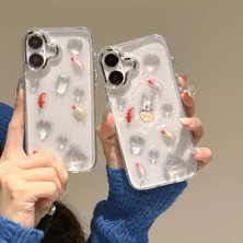 Str Store 3D Koi Balıklı Şeffaf Simli iPhone 14/13 Uyumlu Kılıf – Kamera Korumalı, Darbe Emici Silikon