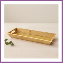 Bezos Bambu Ahşap Sunum Tepsisi 16X40X4 cm Çift Kulplu Rengaren