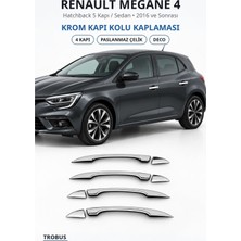 Trobus Renault Megane 4 2016 ve Sonrası Uyumlu Krom Kapı Kolu Kaplaması 4 Kapı Paslanmaz Çelik Deco Deco