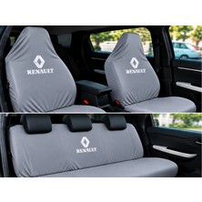 Şimika Renault Gri Oto Servis Kılıfı 1.kalite Penye Kumaş Ön Arka Takım 4 Parça (Arka Logolu) Yikanabilir Esnek Likrali