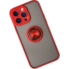 Ps Iphone 14 Pro Kılıf Yüzüklü Silikon Kapak - Kırmızı