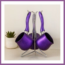 Bezos Granit Çelik Cezve Seti 4'lü (230/280/380 Ml) Metal Standlı Rengaren