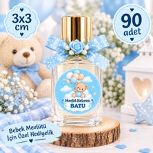Rozika Studio Bebek Mevlüt Hatırası Kendinden Yapışkanlı 3X3CM 90 Adet Etiket (Şişe Dahil Değildir ! )