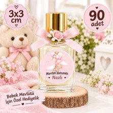 Rozika Studio Bebek Mevlüt Hatırası Kendinden Yapışkanlı 3X3CM 90 Adet Etiket (Şişe Dahil Değildir! )