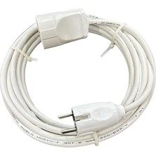 Defne Store 3x1,5 mm Cca Ttr Tekli Beyaz Renk Topraklı Kauçuk Seyyar Elektrik Kablosu (5 Metre)